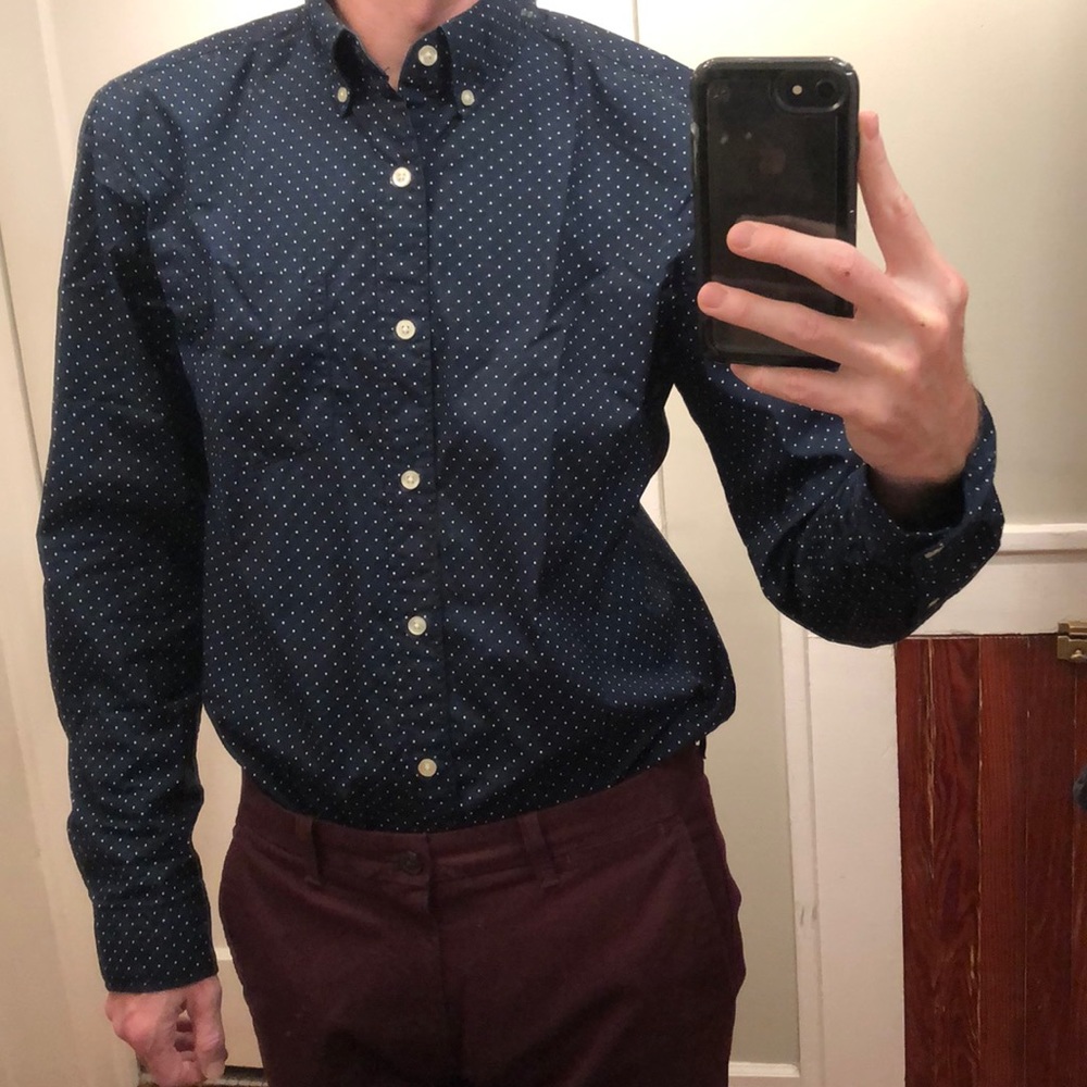 🔵 Gap polka dot dress medium button up shirt 🔵
